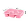 Wheat straw six compartment bento box with lid, portable lunch container for food storage. - Pink