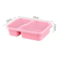 Pink dual-compartment wheat straw lunch box food storage container with clear lid 23x15cm - 2 Compartments / Pink