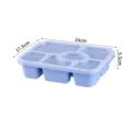 Wheat straw 6-compartment bento lunch box with lid, Nordic style fruit food storage container. - Blue