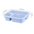 Weizenstroh 3-Fächer Bento-Box mit Deckel, tragbarer geteilter Behälter für Mahlzeiten. - Blau