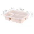 Weizenstroh 3-Fächer Bento-Box, beige geteilter Essbehälter mit Deckel 22,5x16,5x5,5 cm - Beige