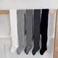 Solid color cable knit tights for women, soft breathable leggings in 5 basic colors detail. - One Size / White