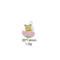 Cute cartoon bee enamel alloy charm pendant for DIY keychain and bag decoration accessory - Bee on Pink Flower Style (00881#13)