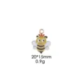 Detail view of the cute enamel alloy bee pendant charm, showing exquisite wings and crown design. - Bee with Crown and Wings Style (00881#14)