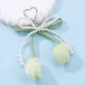 Cute pearl bow tulip keychain and bag charm, sweet style decorative accessory for daily use. - Style 13