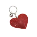 Portachiavi a cuore in strass rosso con anello in metallo e ciondolo per accessori borsa donna - Modello 6