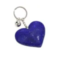Portachiavi a cuore in strass blu con anello metallico e ciondolo a sfera. Accessorio chic. - Stile 8