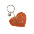 Portachiavi a cuore in strass arancione, ciondolo per borsa in pelle di cristallo brillante elegante. - Stile 12