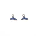 Blue whale tail alloy charms DIY pendant with blue enamel and glitter for earrings - Mermaid Skirt / Blue
