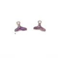 Purple enamel mermaid tail alloy charms pendant for DIY earrings and jewelry making. - Mermaid Skirt / Purple