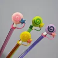 Cute lollipop silicone straw cover with star dust plug reusable 10mm straw topper - 4-Piece Set