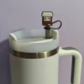 Detailed view of a cute medical cartoon silicone straw cover topper for insulated tumbler cup. - 8mm Silicone / Figure 1 (Tumbler Not Included)