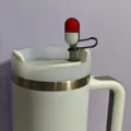 Detailed close-up of a cute medical capsule straw cover on a white stainless steel tumbler. - Image 7 (Excludes Straw & Cup)