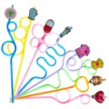 Colorful medical cartoon crazy loop drinking straws with cute nurse and doctor charms variant - Style 1 / 24 Pcs/Set