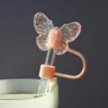 Topper per cannuccia a farfalla rosa per cannucce da 10 mm, accessorio antipolvere per tazza. - Rosa (Fig.4)