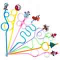 Bunte weihnachtliche Kringel-Trinkhalme Set mit süssen Cartoon-Figuren für Partydekoration. - Stil 5 (24 Stk. Set)