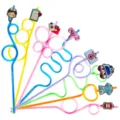 Colorful medical theme crazy plastic straws set with cute cartoon nurse and doctor charms. - Style 3 / 24 Pcs/Set