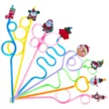 Weihnachten Cartoon dekoratives Trinkhalm-Set, bunte Party süße Plastik geformte Lockenstrohhalme. - Stil 6 (24 Stk. Set)