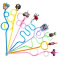 Colorful medical theme shaped plastic drinking straws with cute cartoon charms set - Style 5 / 24 Pcs/Set