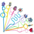 Medical theme cartoon loop drinking straws set with cute shaped PVC toppers for party drinks. - Style 6 / 24 Pcs/Set