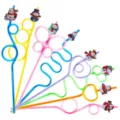 Colorful Christmas snowman cartoon drinking straws, funny plastic crazy loop party straws set. - Style 1 / 24 Pcs/Set