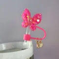 Copertura per cannnuccia a farfalla con paillettes rosa e ciondoli a stella da 10mm. - Stile 7