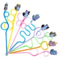 Colorful cartoon cat crazy loop plastic drinking straws for party supplies kids fun drinks - Style 4 / 24 Pcs/Set