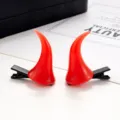 Pinzas de pelo de cuernos de diablo rojos para fiesta de Halloween accesorio lindo par - Horquilla Cuernos de Diablo (Rojo 1 Par) / Rojo
