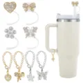 Rhinestone Tumbler Straw Cover and Chain Set Glitter Crystal Cup Charms Accessories - 8mm / Combo 2 (Double Wreath)