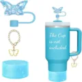 Glitzernde Schmetterling Strohhalm Topper und Kette Set mit Silikon Becher Schutzhülle. - Set 10 (Becher nicht enthalten)