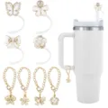 Rhinestone enamel straw cover and cute cup chain charm set for tumbler DIY decoration. - 8mm / Combo 3 (Double Gifts)