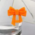 Copertura per cannuccia in silicone con fiocco arancione, topper antipolvere per tazze. - Arancione
