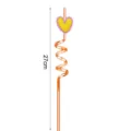 Cannuccia da bere in plastica riutilizzabile con cuore e spirale per festa, 27cm. - Arancione