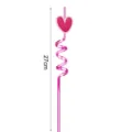 Cannuccia di plastica a spirale cuore rosa dettaglio, 27cm accessorio per festa riutilizzabile - Rosa