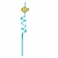 Cartoon clownfish spiral drinking straw, 27cm flexible plastic kids party drinkware item - Clownfish