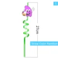 Halloween party decorative plastic straw, green spiral drink straw with cute purple ghost decor. - Style 1