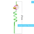 Halloween party decorative plastic spiral drinking straw with cute ghost pumpkin charm 27cm - Style 2