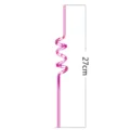 Pink curly plastic party straw, 27cm reusable flexible drinking straw for kids celebration - Single Straw Random Color