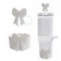 Witte siliconen strik beker accessoires set met rietje hoes en bodem beschermer. - Wit (zonder beker)