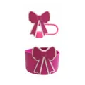 Stanley bekers accessoires set met roze strik rietje hoes en handige siliconen bekerhoes. - Rozerood (zonder beker)
