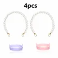 4pcs pearl cup strap and silicone ring set, portable decorative handle chain for water bottles. - Four-Piece Set / Combination 6