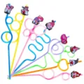 Colorful valentine crazy loop drinking straws with cute gnome charms party supplies 8pcs - Style 2 / 24 Pcs/Set
