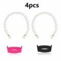 Detailed view of pearl cup chains and silicone sleeves set, perfect for portable tumbler cups. - Four-Piece Set / Combination 8