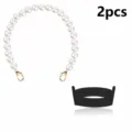 Pearl cup strap with silicone ring set for tumbler, stylish portable handle accessory - Two-Piece Set / Black