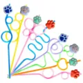 Colorful paw print loop straws set, fun novelty drinking straws for party decorations. - Style 1 (Cartoon Claw) / 24 Pieces/Pack