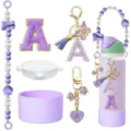 Botte en silicone pour gourde lanière de bouteille patch lettre porte-clés papillon accessoire - Lettre A / Set 2 (tasse non incluse)