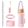 Handmade crochet water bottle strap with silicone boot and pouch set for daily portable use - Style 36