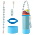 Handmade woven water bottle strap accessories with silicone boot and lip balm pouch detail. - Style 35