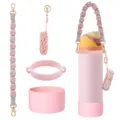 Handmade braided water bottle strap with protective silicone boot and cute lipstick pouch. - Style 39
