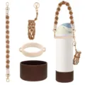 Handmade macrame water bottle strap set with lipstick pouch and silicone bottom boot - Style 40
